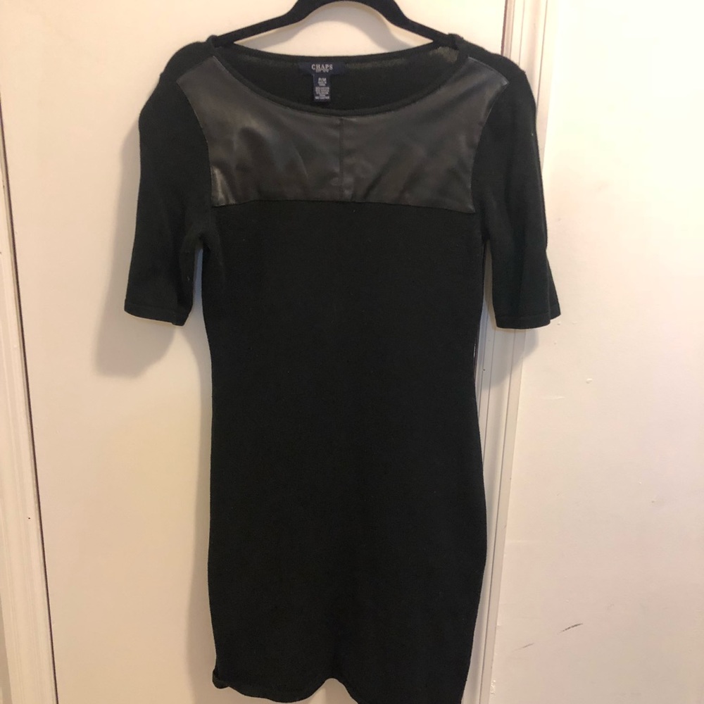 Chaps | Leather Trimmed Sweater Dress